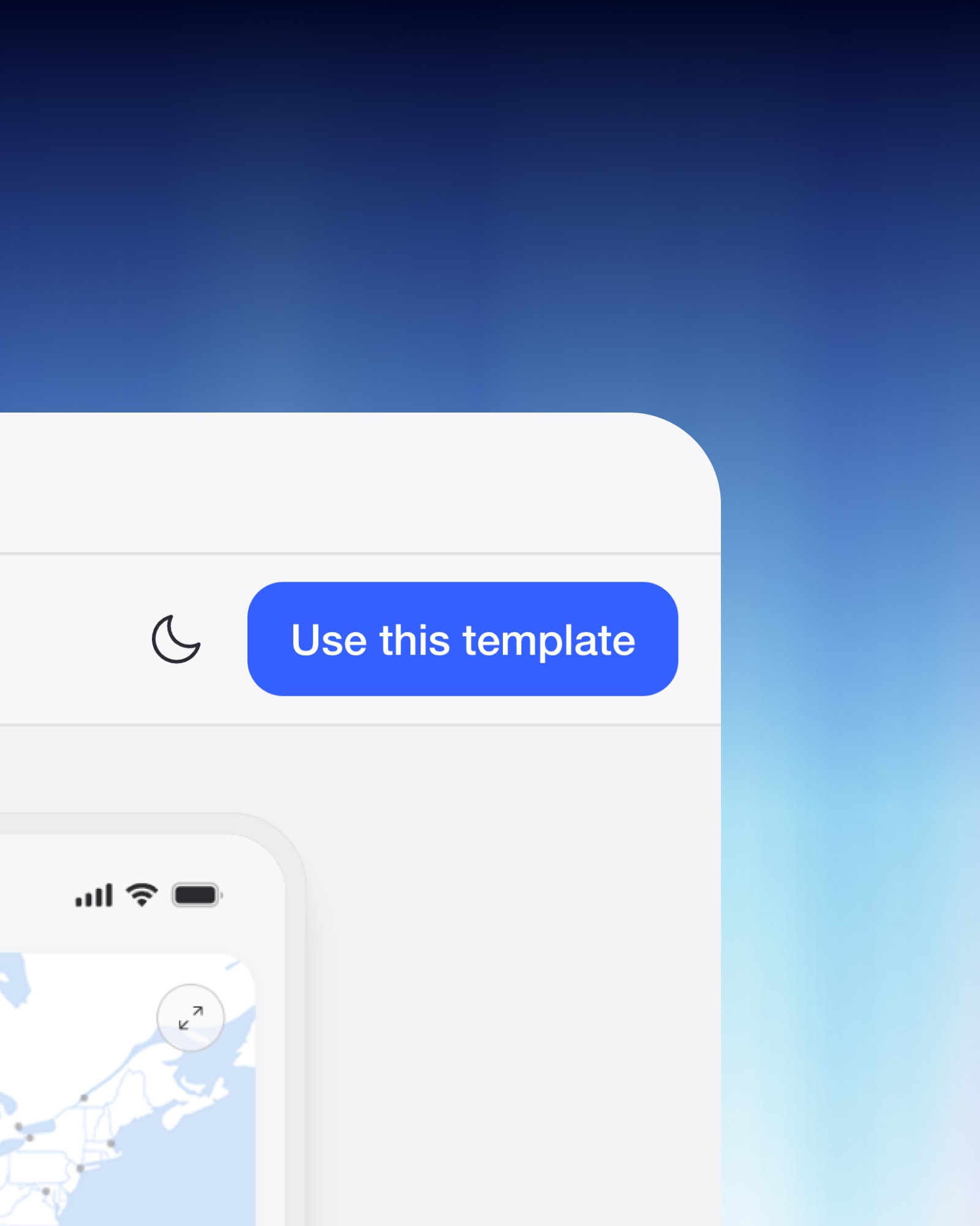 Use this template button on a NordVPN prototype in Aurora Riff