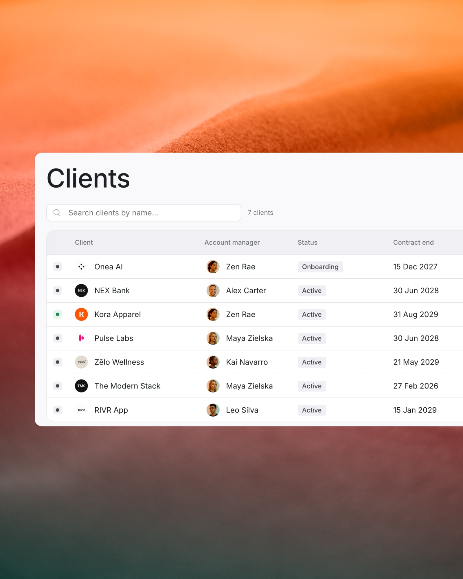 Fiive clients list