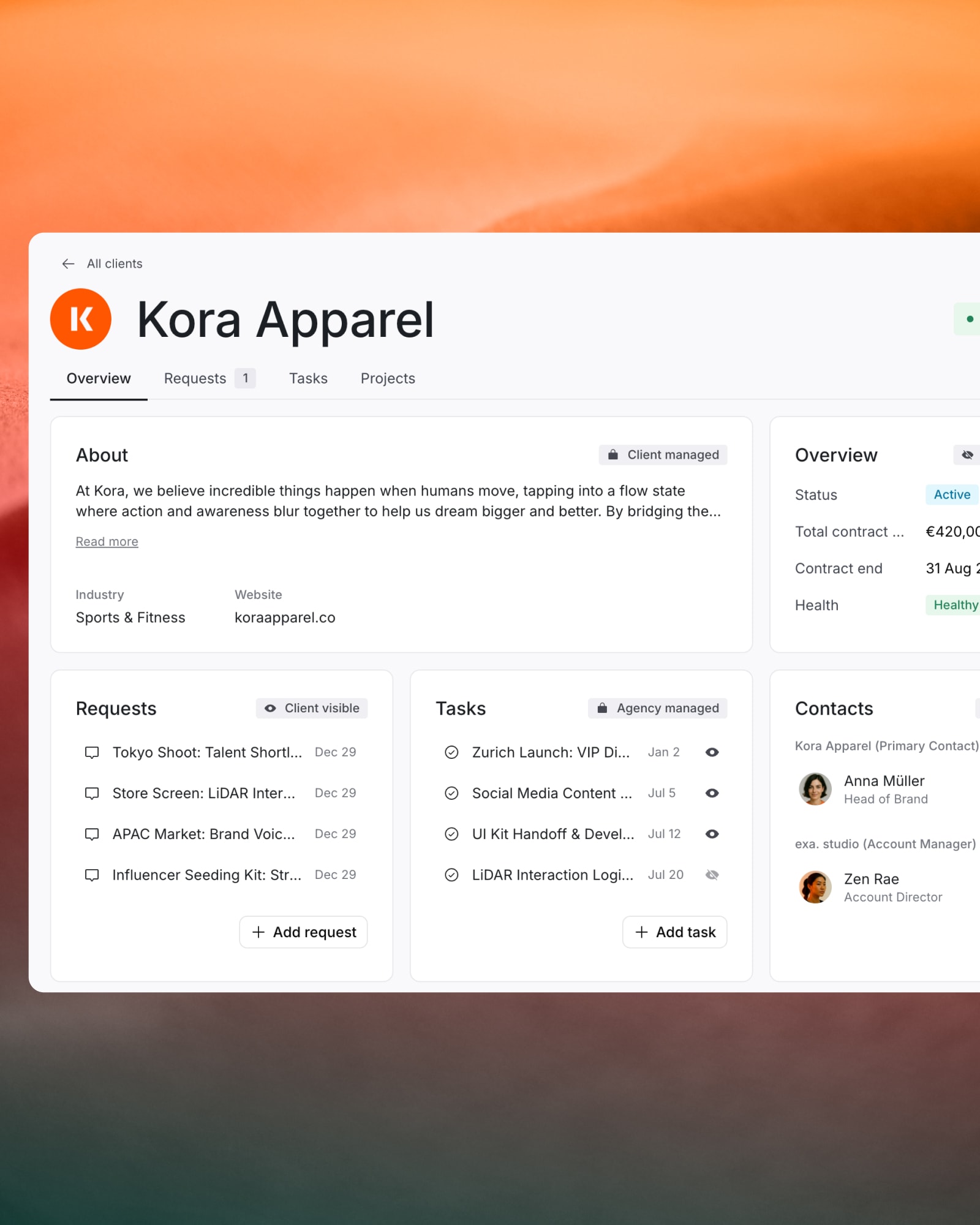 Fiive client workspace